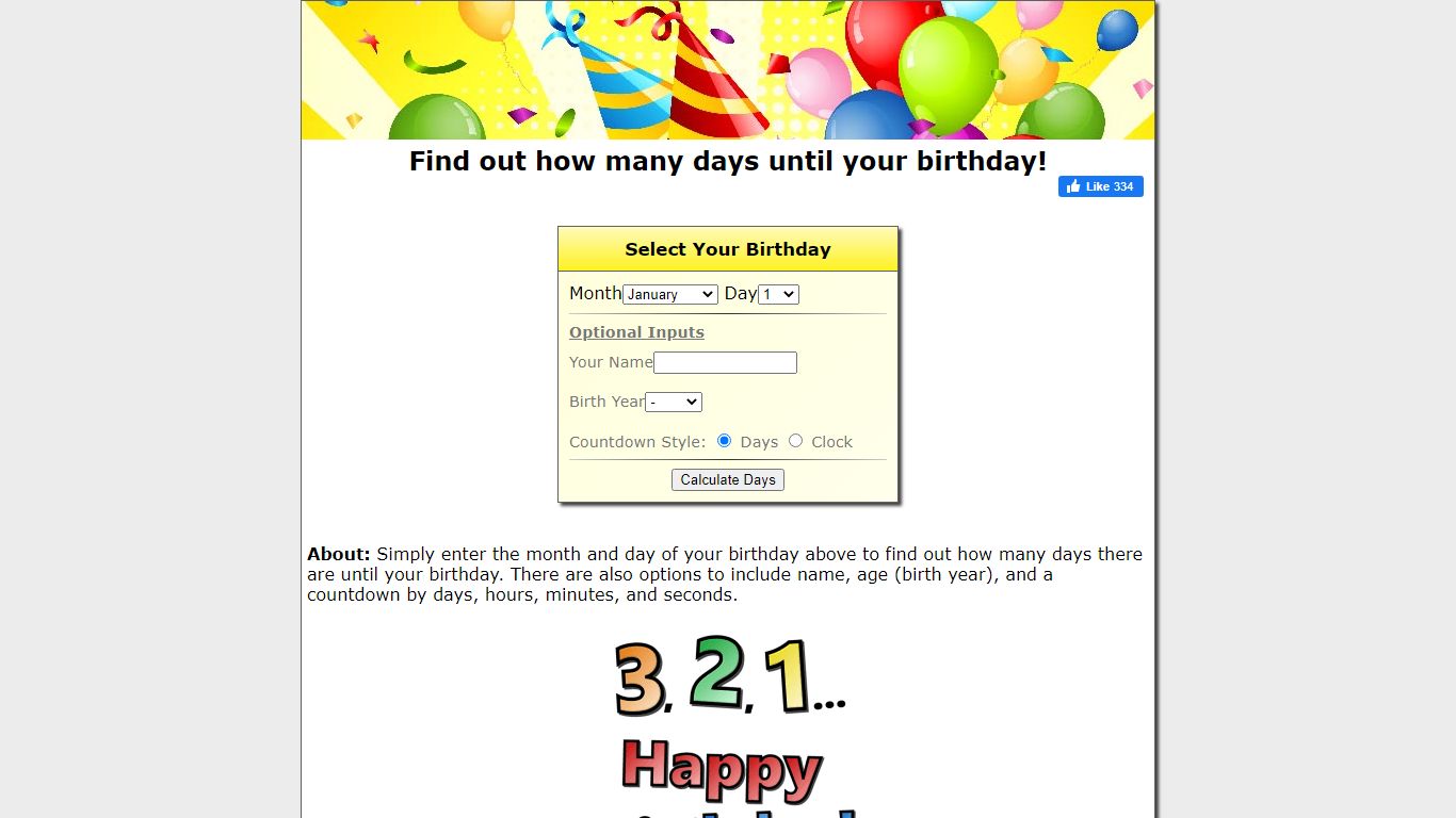 How Many Days Until My Birthday.com - Countdown Clock Calculator